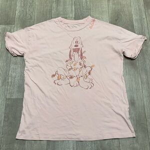 Womens Disney X AE Oversized Pluto Pink‎ Crewneck T-Shirt